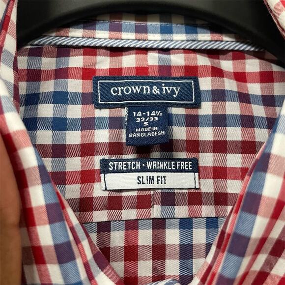 Crown & Ivy Men's Slim Fit Check Button-Up Shirt Multicolor Size Small - Picture 5 of 8